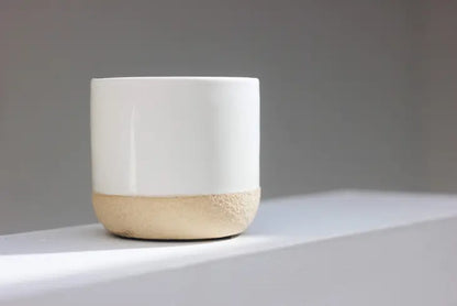 Ceramic Planter Pot (Beige and White)