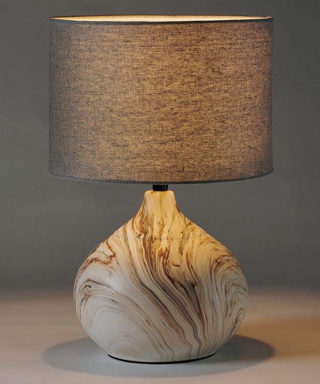 Marble Lamp w/White Shade